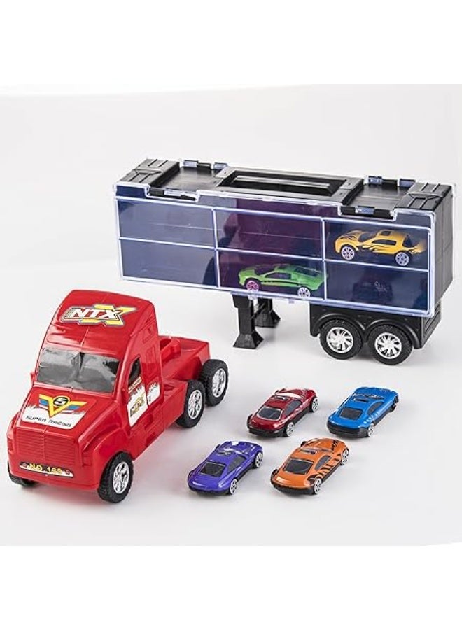 Carrier Truck Toy Car Transporter Includes 6 Metal Cars Toy - Image 2