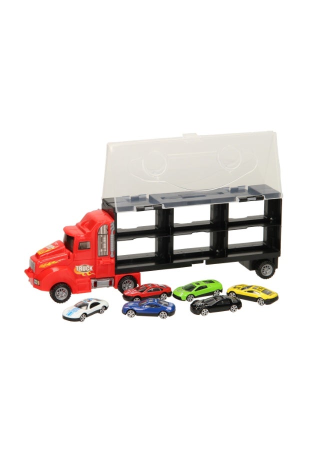 Carrier Truck Toy Car Transporter Includes 6 Metal Cars Toy - Image 3