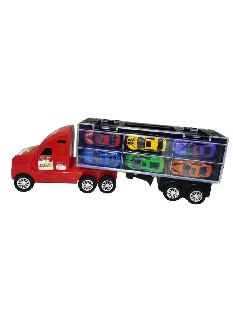 Carrier Truck Toy Car Transporter Includes 6 Metal Cars Toy - Image 5