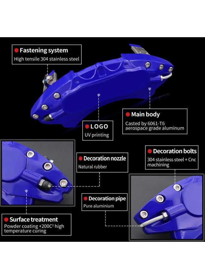 AOOA Aluminum Blue Caliper Covers Fits Dodge Charger/Challenger GT/RT/Chrysler 300 (Front Double Piston) (set of 4) - Image 4