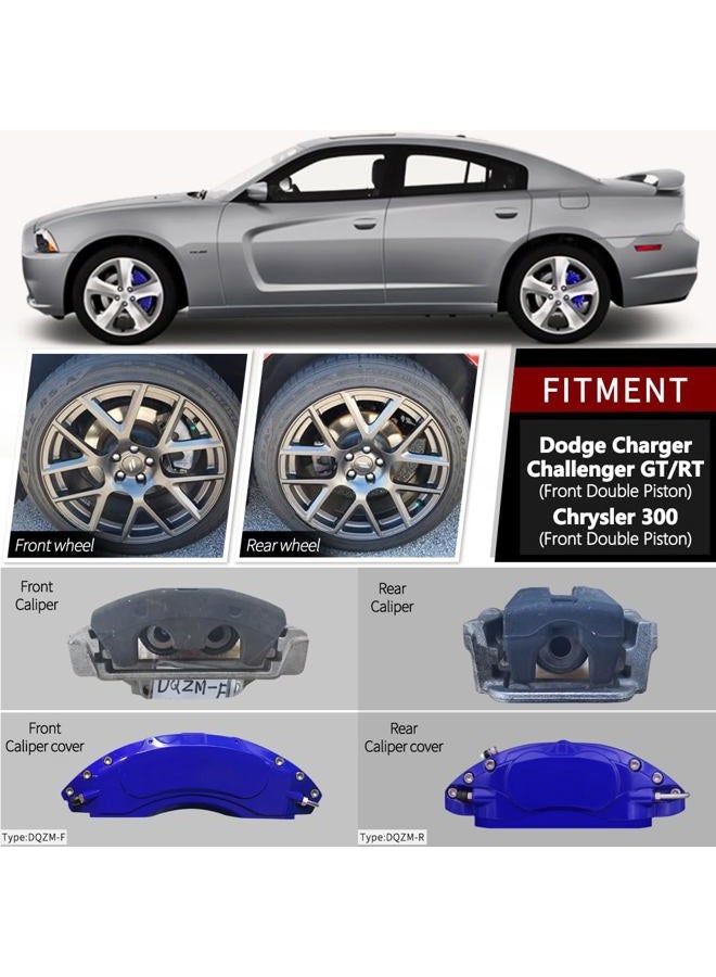 AOOA Aluminum Blue Caliper Covers Fits Dodge Charger/Challenger GT/RT/Chrysler 300 (Front Double Piston) (set of 4) - Image 2