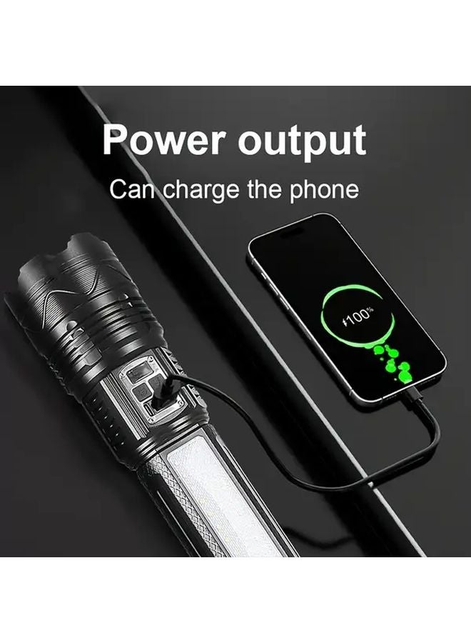 Aa Black Outdoor LED Flashlight High Power 7800 Lumen Rechargeable Portable Emergency Light - Image 5