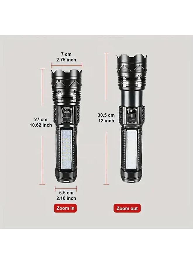 Aa Black Outdoor LED Flashlight High Power 7800 Lumen Rechargeable Portable Emergency Light - Image 4