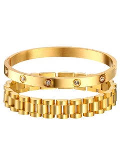 2Pcs Gold Chain Link Bracelet - Stainless Steel Love Crystal Friendship Bracelet Bangle,Watch Band Chain Wristband Jewelry With Adjust Tool - pzsku/Z0BA4914DB339BF652BA8Z/45/_/1735816683/41ee5b92-314e-4137-9838-41ea8b3cf698