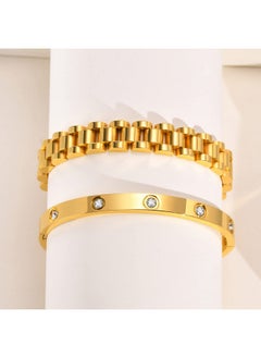 2Pcs Gold Chain Link Bracelet - Stainless Steel Love Crystal Friendship Bracelet Bangle,Watch Band Chain Wristband Jewelry With Adjust Tool - pzsku/Z0BA4914DB339BF652BA8Z/45/_/1735816718/affb729a-d1b8-4abd-bb64-672466a9fca2