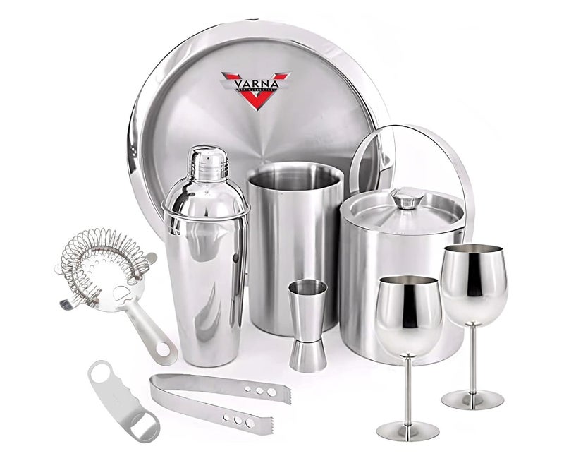 VARNA STAINLESS STEEL VARNA STAINLESS STEEL Premia Barware Bar Accessories Bar Set Cocktail Set Set of 10 Pieces