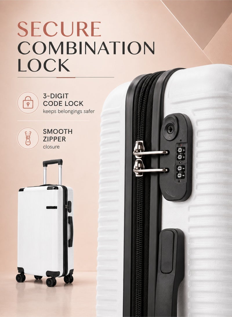 آه آه مجموعات حقائب السفر، حقائب ذات هيكل صلب، مجموعات حقائب مكونة من 4 قطع (14/20/24/28 بوصة)، مزودة بعجلات عالمية، حقائب ذات هيكل صلب من مادة ABS+PC بسعر مخفض، أبيض - Image 2