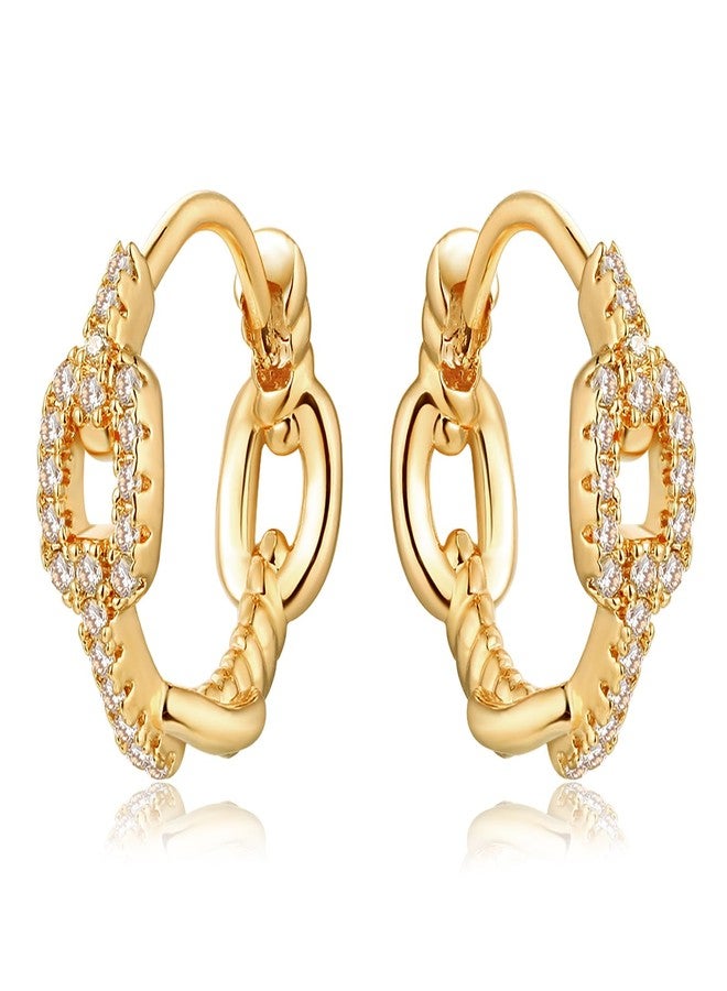 MEVECCO Gold Hoop Earrings for Women 18K Gold Plated Hoop Earrings Cute Cubic Zircon Handmade Hoop Earrings for Her Minimalist Everyday Jewelry - Image 1