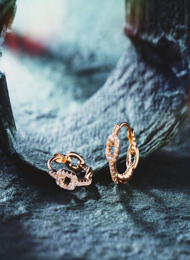 MEVECCO Gold Hoop Earrings for Women 18K Gold Plated Hoop Earrings Cute Cubic Zircon Handmade Hoop Earrings for Her Minimalist Everyday Jewelry - Image 4