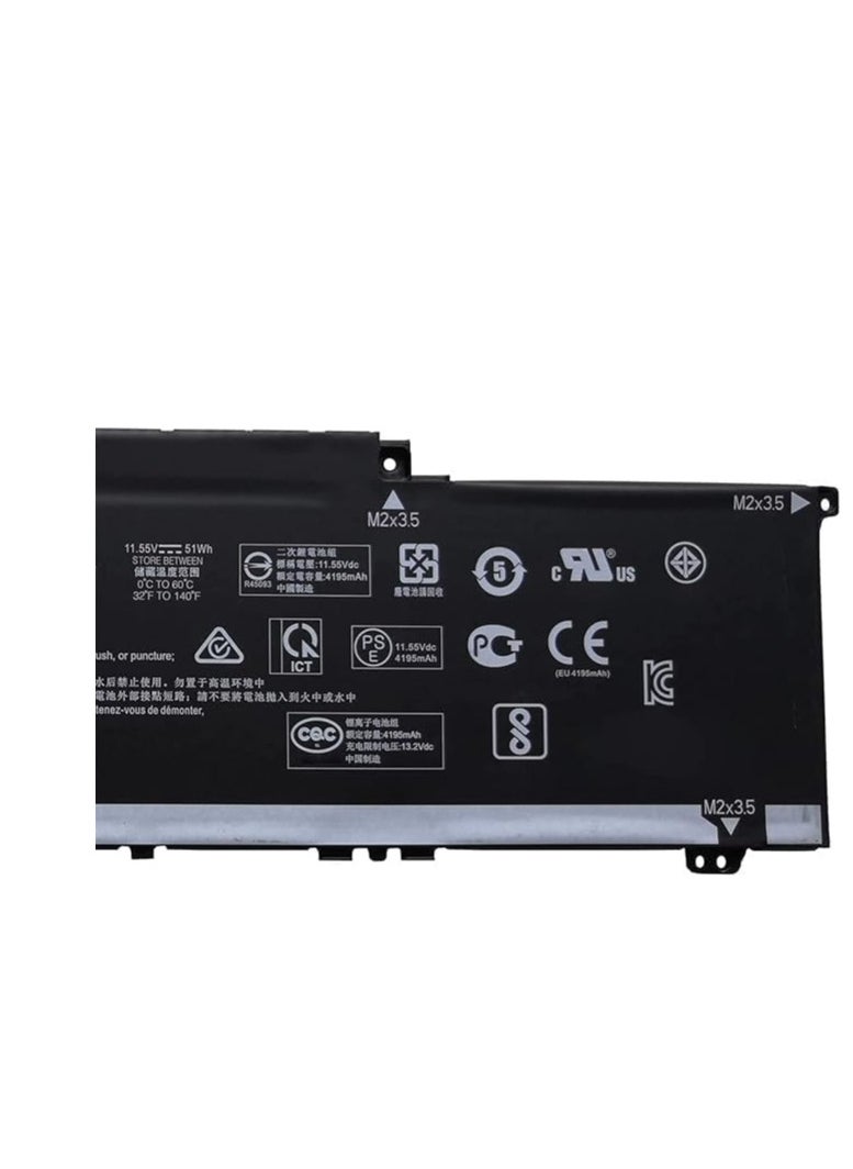 زيكسين بطارية بديلة للكمبيوتر المحمول BN03XL متوافقة مع سلسلة HP ENVY 13 HSTNN-DB9N"13-ba0003nu 13-ba0004nu 13-ba0010nr 11.55V 51Wh 4195mAh  - Image 2