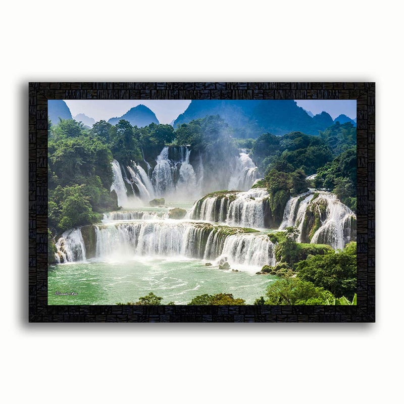 pnf Poster And Frames Waterfall Nature Landscape Scenery with Wooden Synthetic Frame with Acrylic Sheet (Glass) Painting(13.5x19 inch,Multicolour,Synthetic), Medium - Image 4