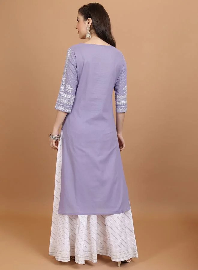 Vishudh Floral Print Straight Kurta and Palazzo Set by Styli