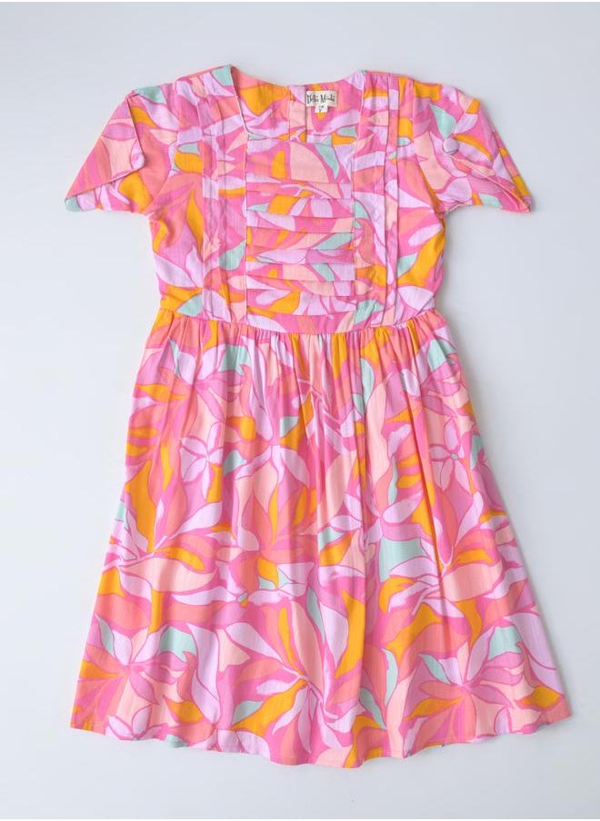 BELLA MODA - All-Over Print Button Detail Knee Length Dress by Styli - Image 1