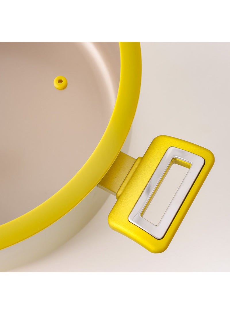 DANUBE HOME Chef’s Delight Brilliant Shallow Pan with Lid – Non-Stick PFOA Free Frying Pan for Healthy Cooking, Premium Deep Skillet for Saute, Induction Compatible Cookware  L28XW8Cm - Image 4