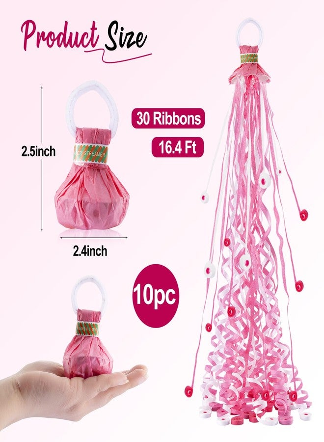 BATTIFE 10 Packs Pink Gender Reveal Streamer Poppers, Hand Throw Confetti Poppers, No Mess Paper Crackers for It's a Girl Party, Baby Shower, Wedding, Birthday - Image 3