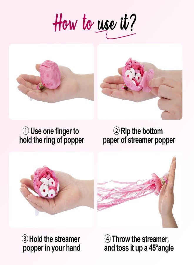 BATTIFE 10 Packs Pink Gender Reveal Streamer Poppers, Hand Throw Confetti Poppers, No Mess Paper Crackers for It's a Girl Party, Baby Shower, Wedding, Birthday - Image 4