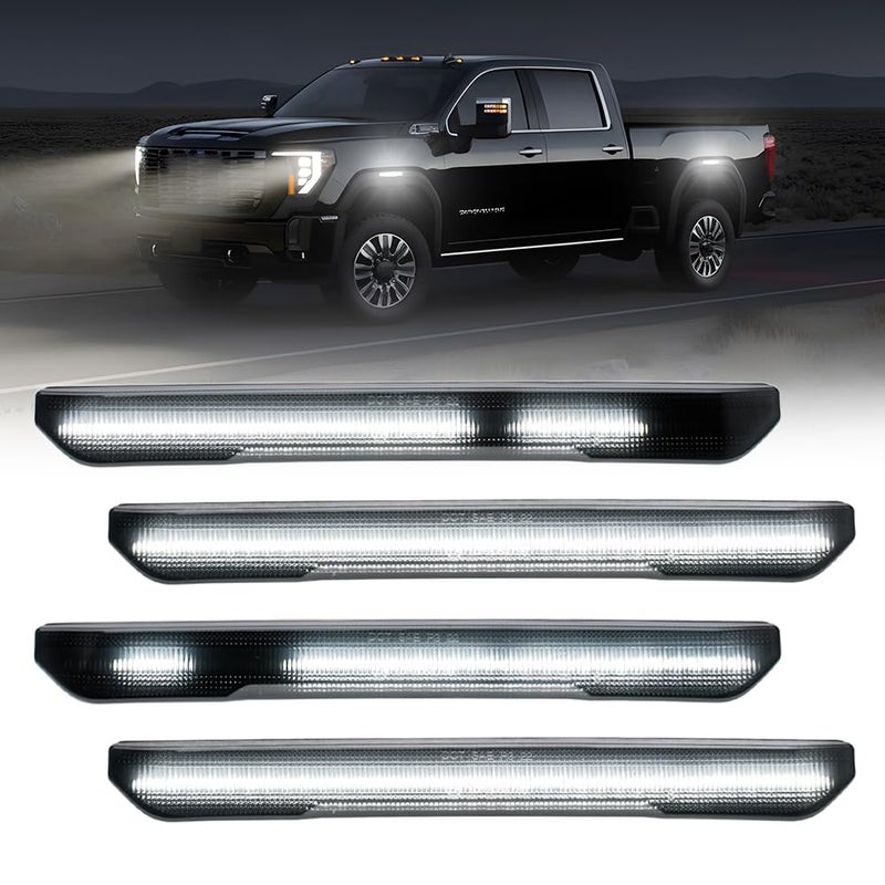 BDFHYK NJSBYL Sequential White LED Side Marker Light for 2020 2021 2022 2023 2024 2025 GMC Sierra 2500HD 3500HD Canyon 2023 Front Rear Turn Signal Light Wheel Well Fender Lamps OEM 84185031 84806032 - Image 2