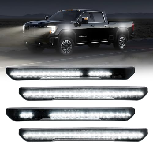 BDFHYK NJSBYL Sequential White LED Side Marker Light for 2020 2021 2022 2023 2024 2025 GMC Sierra 2500HD 3500HD Canyon 2023 Front Rear Turn Signal Light Wheel Well Fender Lamps OEM 84185031 84806032 - Image 1