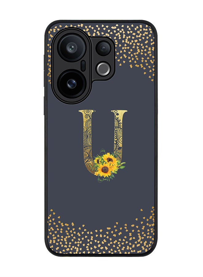 Stylizedd For vivo X200 FE / S30 Pro mini Case,Slim fit Camera Protection, Shockproof Thin Phone cover  - Custom Floral Monogram - U  (Grey )