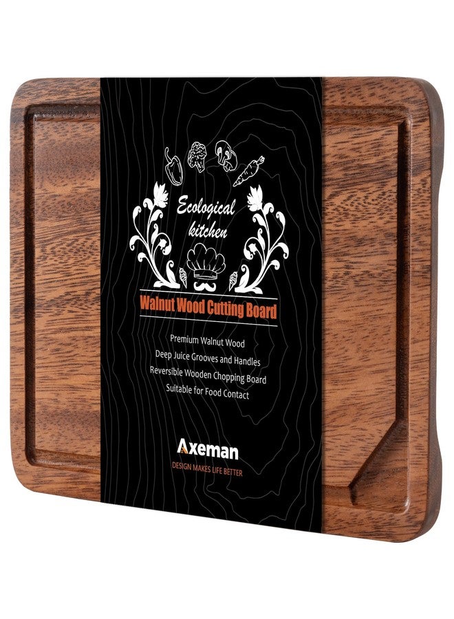 Axeman لوح تقطيع صغير من خشب الجوز من أكسمان، مقاس 9 × 6 بوصات، مزود بمجرى للعصارة، مناسب لسطح المطبخ، مصنوع من خشب الجوز الأسود الأمريكي السميك، لوح تقطيع للحوم والخضراوات - Image 1