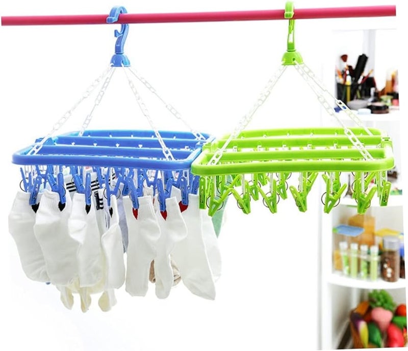 رف قابل للطي لتجفيف الملابس الداخلية البلاستيكي مع مشابك عالية المرونة لتوفير المساحة لغسيل الحمام - Image 3