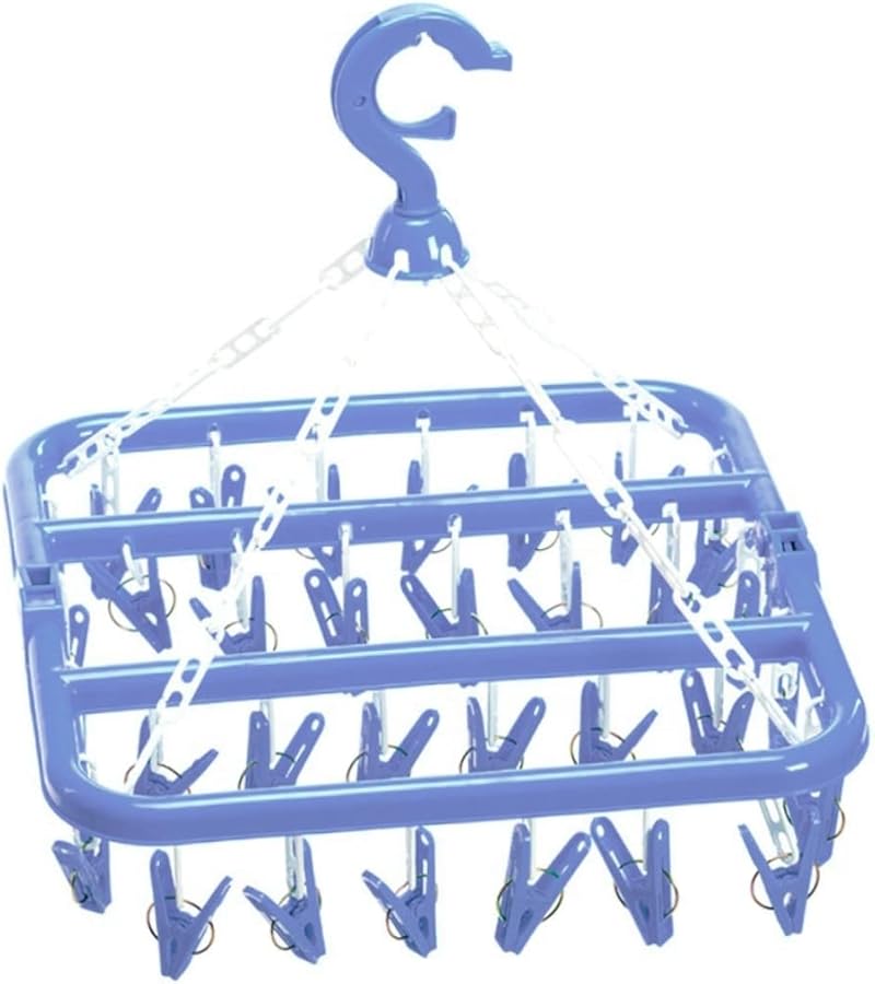 رف قابل للطي لتجفيف الملابس الداخلية البلاستيكي مع مشابك عالية المرونة لتوفير المساحة لغسيل الحمام - Image 1