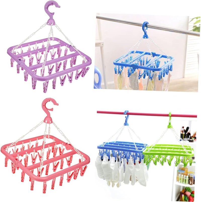 رف قابل للطي لتجفيف الملابس الداخلية البلاستيكي مع مشابك عالية المرونة لتوفير المساحة لغسيل الحمام - Image 5