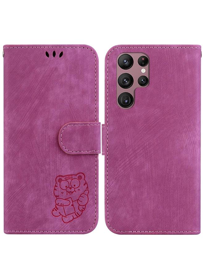 S-TOP Case For Samsung Galaxy S22 Ultra 5G Little Tiger Embossed Leather Phone Case - Image 1