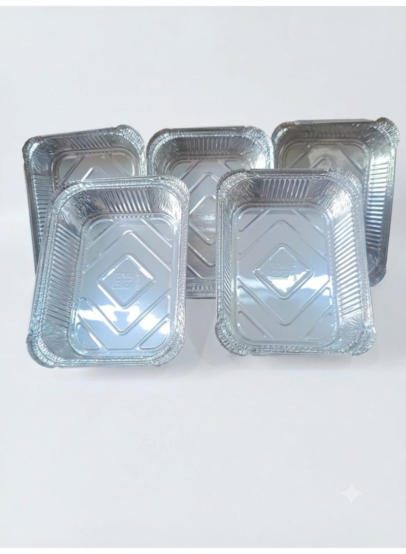 Set of 10 Rectangular Aluminum Foil Food Containers with Lids for Storage & Reheating - 25x20x7cm - Image 5