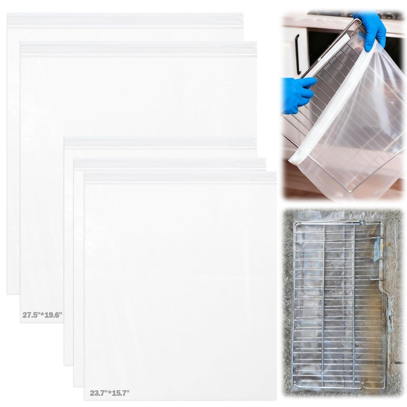 XANGNIER 5 Pack No Scrub Oven Rack Cleaning Bags,No Cleaner Included,Simple to Use,No Messy Hands Reusable Leakproof Soaking Cleaner Bags for Removable Metal Rack,BBQ Grills,Grill Grate - Image 1