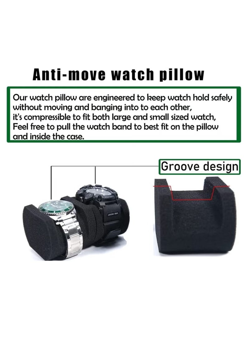 إيليلي حافظة سفر للساعات، حافظة لفافات ساعات ومنظم للرجال والنساء، صندوق ساعات بسحاب مع وسادة ساعات مضادة للحركة، أسود، فتحة واحدة - Image 2