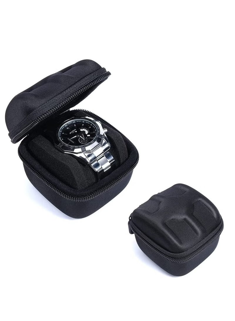 إيليلي حافظة سفر للساعات، حافظة لفافات ساعات ومنظم للرجال والنساء، صندوق ساعات بسحاب مع وسادة ساعات مضادة للحركة، أسود، فتحة واحدة - Image 1