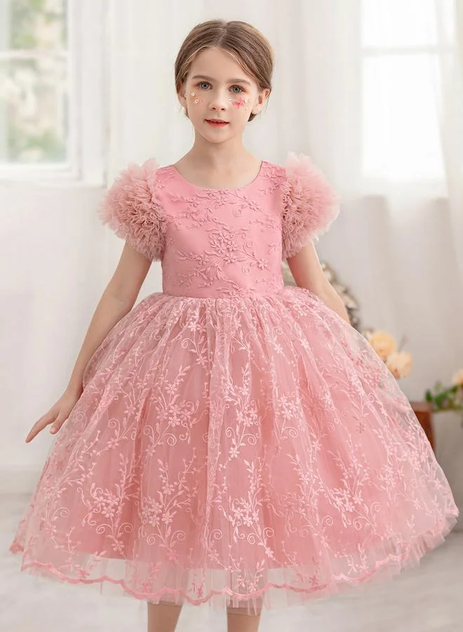 تايك تو فستان بناتي بفيونكة وزهور