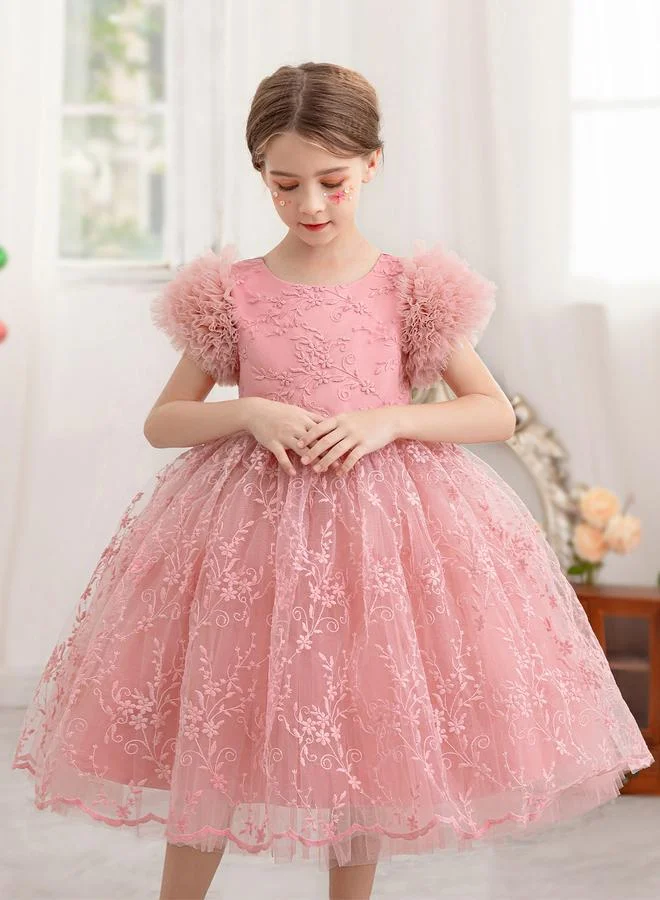 تايك تو فستان بناتي بفيونكة وزهور