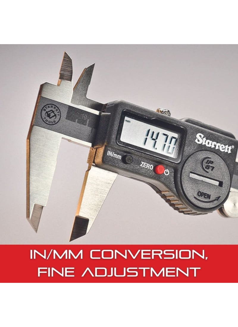 Starrett Starrett Stainless Steel Electronic Slide Caliper  012 Range 0005 Resolution LCD Display Fine Adjustment Thumb Wheel inmm Conversion  EC799A12300  - Image 5