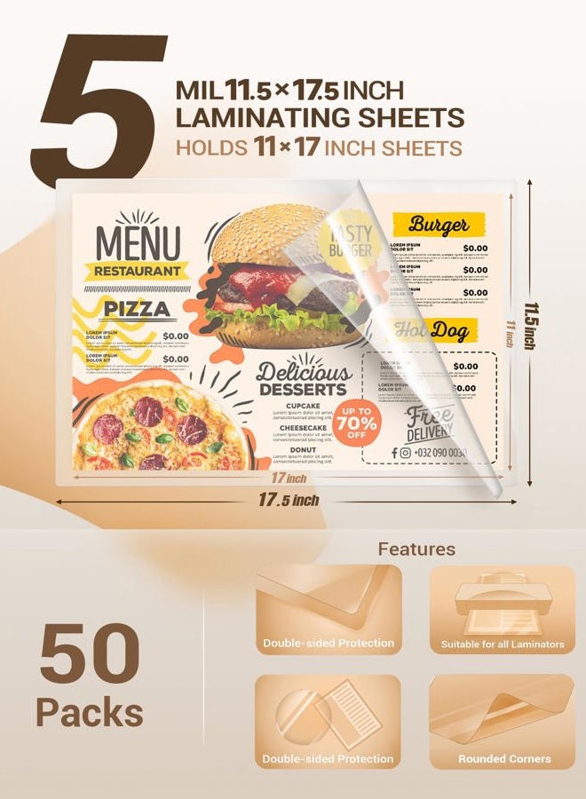 Uinkit Hot Thermal Laminating Pouches 5Mil - 11.5x17.5 Inches for sealed 11x17" Photo - 50 Sheets 11.5x17.5 inches Pack, Uinkit 24 hours service, 3 years warranty - Image 2