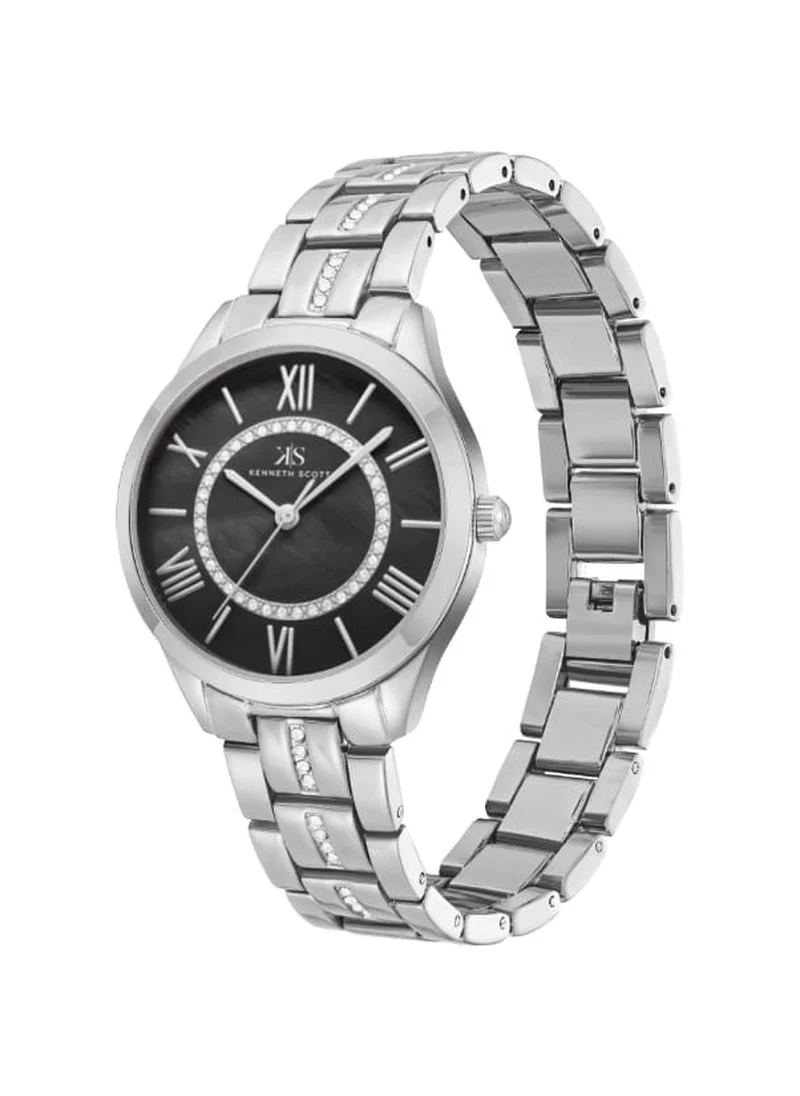 كينيث سكوت Kenneth Scott K23510-SBSB Women's Analog Display Watch & Alloy Strap Silver