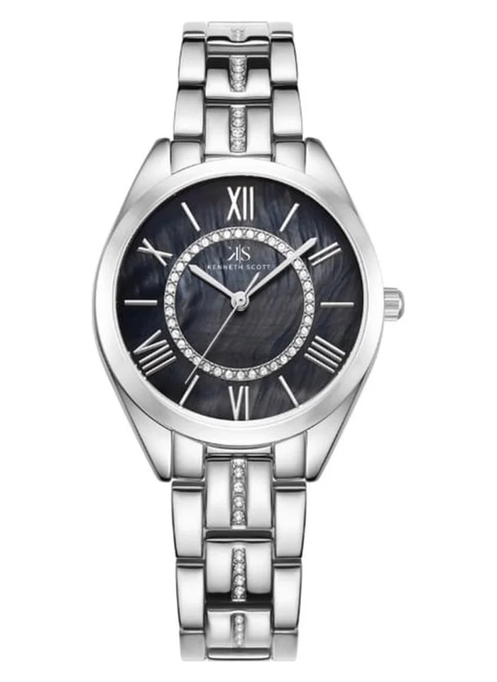 كينيث سكوت Kenneth Scott K23510-SBSB Women's Analog Display Watch & Alloy Strap Silver