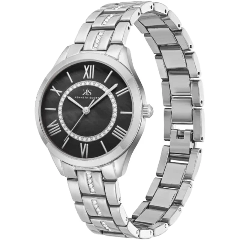 KENNETH SCOTT Kenneth Scott K23510-SBSB Women's Analog Display Watch & Alloy Strap Silver