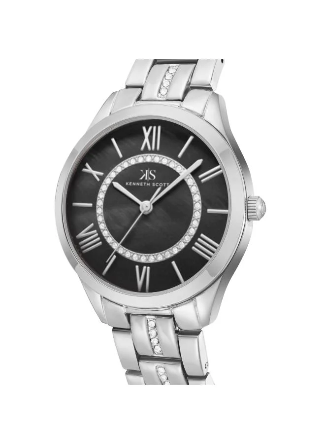 KENNETH SCOTT Kenneth Scott K23510-SBSB Women's Analog Display Watch & Alloy Strap Silver