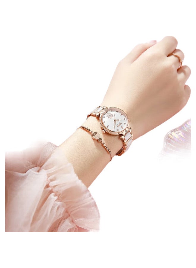 ROSDN Floral Series Women'S Watch With Ceramic Strap, Date Display, Water-Resistant Ladies' Watch, Top Ten Brand, Birthday Gift For Girlfriend - Image 2