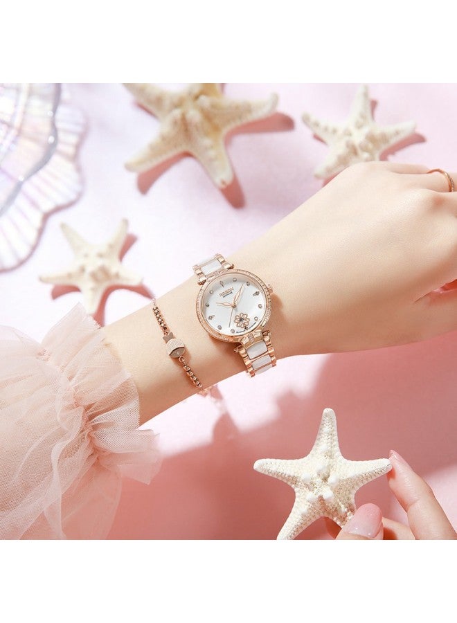 Rosdn Floral Series Women's Watch With Ceramic Strap, Date Display, Water-resistant Ladies' Watch, Top Ten Brand, Birthday Gift For Girlfriend - Image 2
