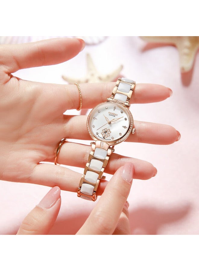 Rosdn Floral Series Women's Watch With Ceramic Strap, Date Display, Water-resistant Ladies' Watch, Top Ten Brand, Birthday Gift For Girlfriend - Image 4