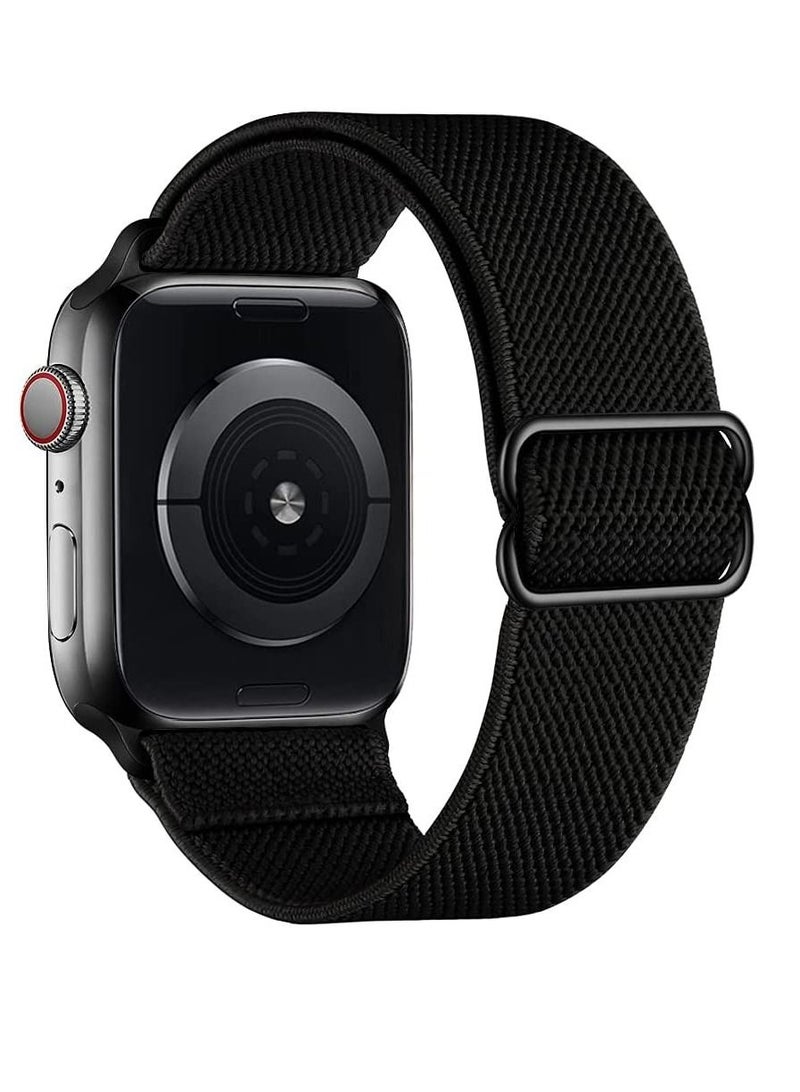 Phone Planet Nylon Solo Loop Bands Compatible with Apple Watch 42mm 44mm, Adjustable Stretch Braided Sport Elastics Women Men Strap Compatible with iWatch Series 6/5/4/3/2/1 SE, Black - Image 1