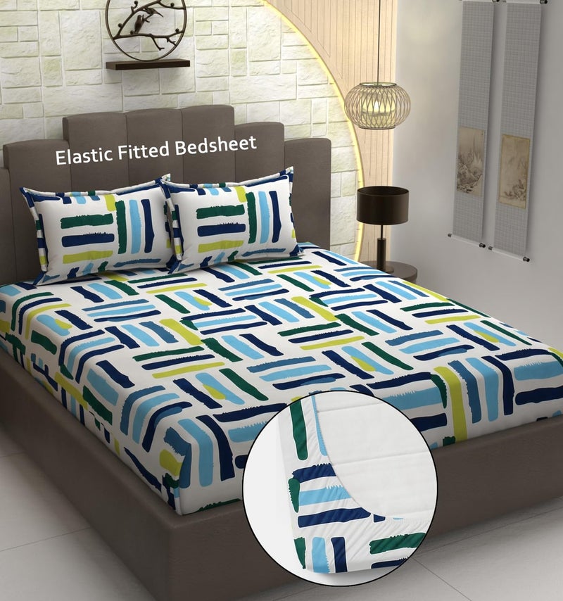 Prince Handloom Cotton Feel Glace Cotton Elastic Fitted Printed King Size Double Bed Bedsheet with 2 Pillow for Kids Room Coverm Fits Upto 8 inches MattressSize 72x78x10 Inches Coffee  - Image 2