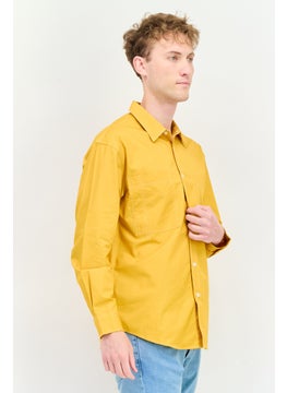 Selected Homme Men Drop Shoulder Fit Solid Long Sleeves Casual Shirt, Yellow  - Image 3