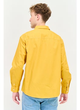 Selected Homme Men Drop Shoulder Fit Solid Long Sleeves Casual Shirt, Yellow  - Image 4