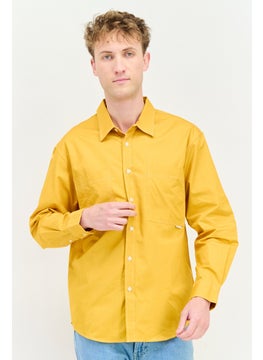 Selected Homme Men Drop Shoulder Fit Solid Long Sleeves Casual Shirt, Yellow  - Image 1