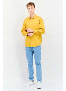 Selected Homme Men Drop Shoulder Fit Solid Long Sleeves Casual Shirt, Yellow  - Image 2