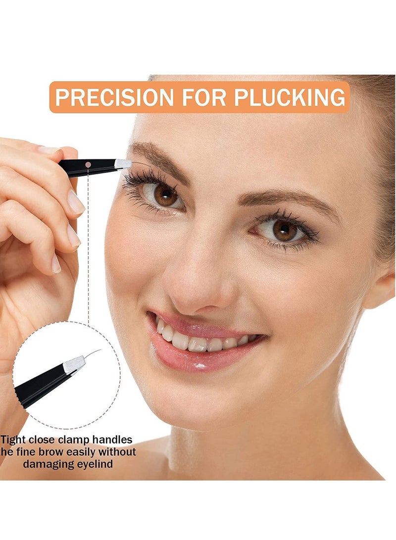 Captaintech 6 Pieces Eyebrow Tweezers Set with Curved Scissors Eyelash Brush Stainless Steel Brow Remover Tools for Women and Girls Hair Plucking Daily Beauty Tool Storage Case (Classic Color) - Image 5